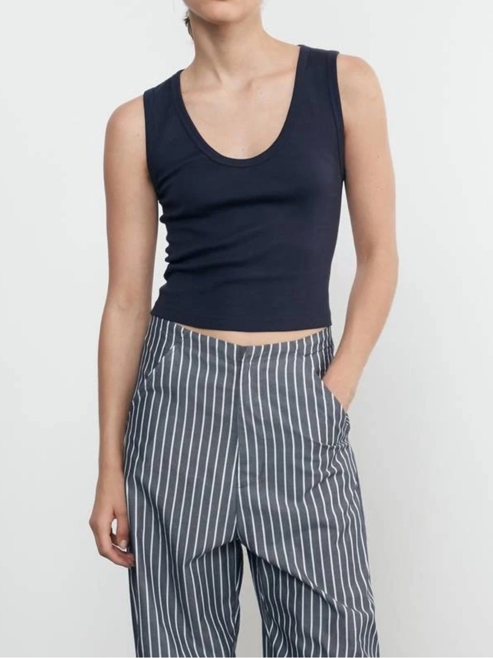 Enza Costa Supima Baby Cropped U Tank Top